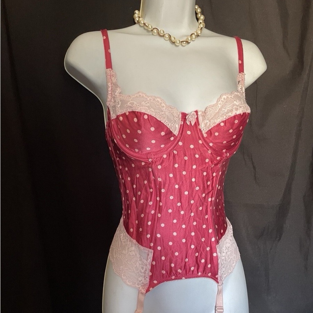 Victoria's Secret Pink and White Polka Dot Bra with Ruffle Details